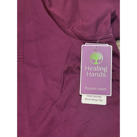 Healing‎ Hands Purple Label Jordan Triple Needle Mock-Wrap Scrub Top 2X Wine - Picture 7 of 9